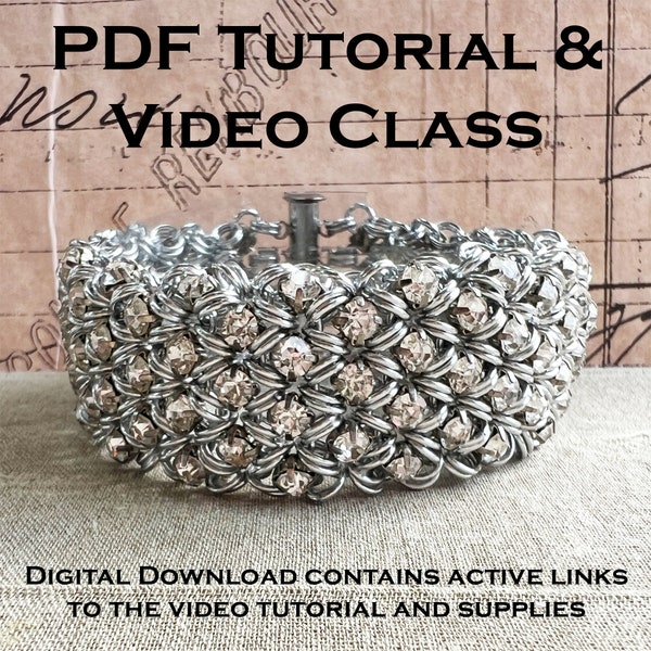 Rhinestone Cuff Bracelet PDF Tutorial & Video Class - No physical items included