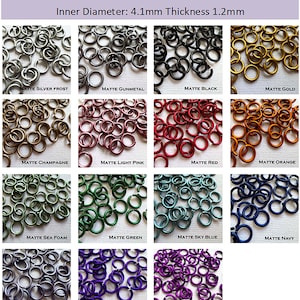 18g 5/32&quot; (SWG) Jump Rings Anodized MATTE Aluminum Saw Cut ID: 4.1mm - Choose Color