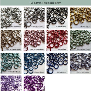 20g 5/32&quot; (AWG) Jump Rings MATTE Anodized Aluminum Saw Cut ID: 4.3mm - choose color and quantity