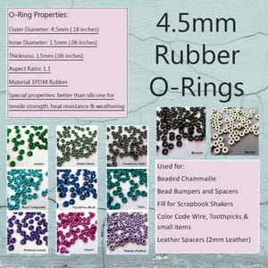 4.5mm Rubber O-Rings (ID: 1.5mm) - choose color/quantity
