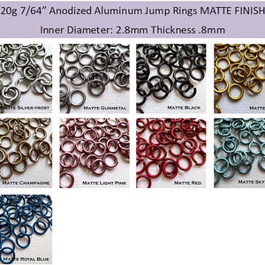 20g 7/64&quot; (AWG) Jump Rings MATTE Anodized Aluminum Saw Cut ID: 2.8mm - choose color and quantity