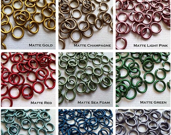 Jump Rings 18g 1/4" (SWG) MATTE Anodized Aluminum ID: 6.7mm- choose color and quantity