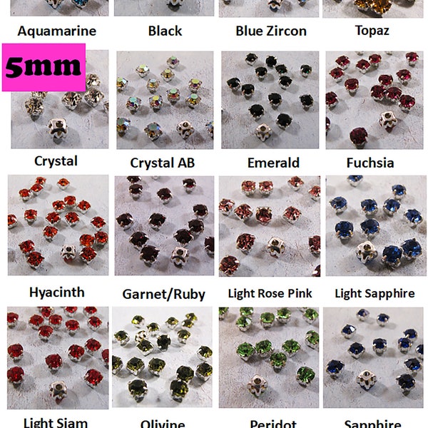 5mm Rhinestone Montee Beads - choose color