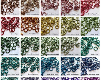 18g 3/16" (SWG) Jump Rings SHINY Anodized Aluminum Saw Cut ID: 5mm - choose color and quantity