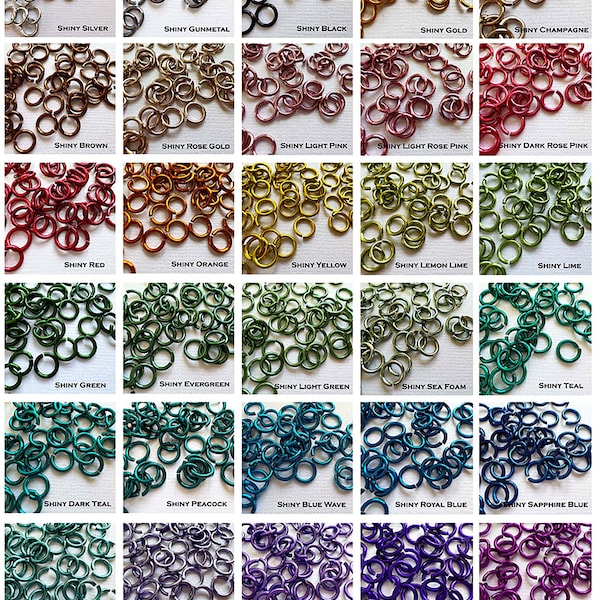 18g 3/16" (SWG) Jump Rings SHINY Anodized Aluminum Saw Cut ID: 5mm - choose color and quantity