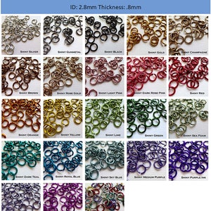 20g 7/64&quot; (AWG) Jump Rings SHINY Anodized Aluminum Saw Cut ID: 2.8mm - choose color and quantity