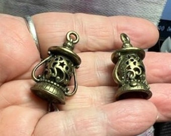 2 Brass Lantern Charms