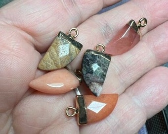 5 Small Gemstone Tooth or Claw Pendants
