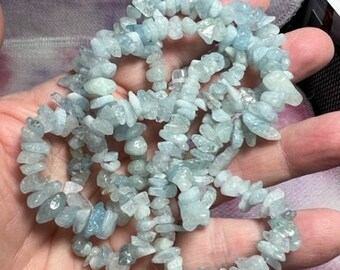 Aquamarine Chips Bead Strand 35"