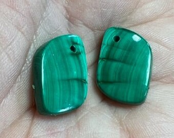 2 Small Malachite Pendants - Great for Earrings