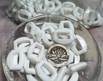 90 White Acrylic Box-like Rectangle Shape Beads
