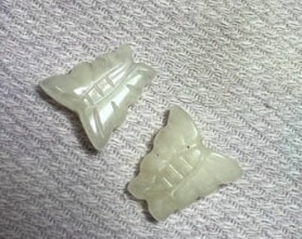 2 Butterfly Carved Gemstone Beads.