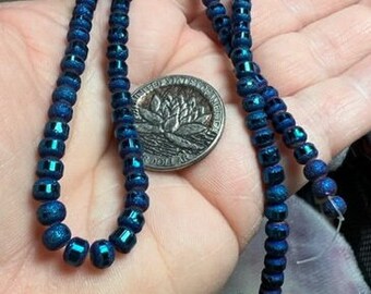 15" Sparkly Blue Glass Beads