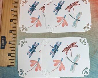 4 Large Dragonfly Tags or for Card Making, blank back