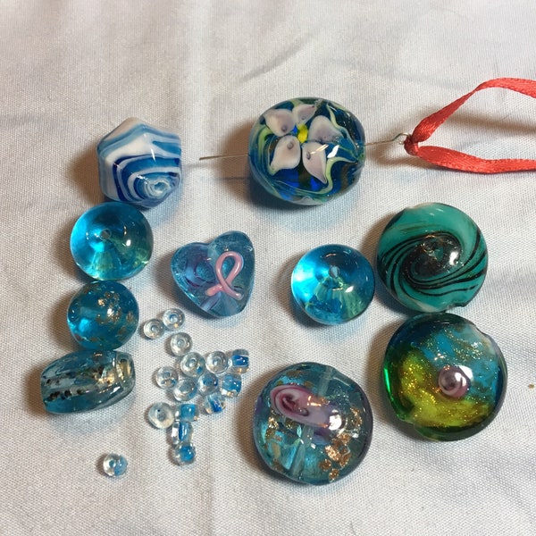 Assortment of Blue Glass Beads
