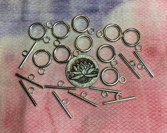 10 Shiny Silver Smooth Toggle Clasps DIY