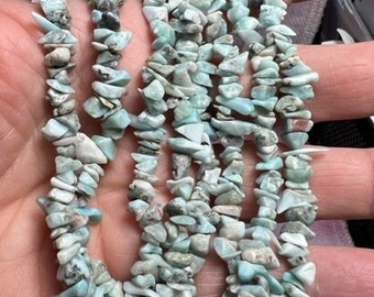 Larimar Chips Bead Strand 34"