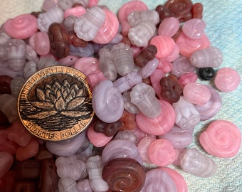 Pinks, Purples, Dark Reds Assorted Czech Glass Beads 5  ounces