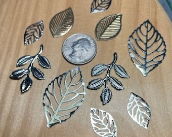 Assorted Metal Leaf Filigree Stampings