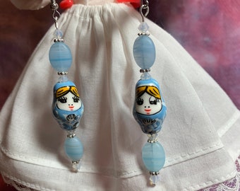 Light Blue Nesting Dolls Earrings