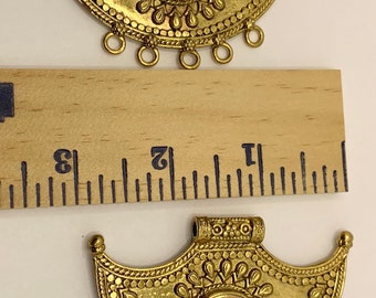 2- Large Gold color Necklace Pendant Connectors