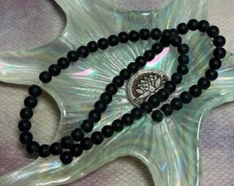 Matte Black Glass Beads 15"