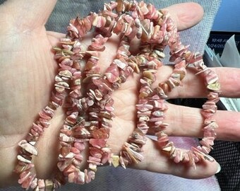 Large Rhodochrosite Chips Bead Strand 35"