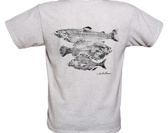 3 Fish T-shirt ...  3F-KL FS ..    Japanese style fish rubbing.