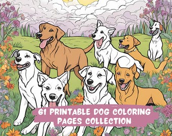 Dog Coloring Book: 61 Fun Puppy Illustrations (Printable)