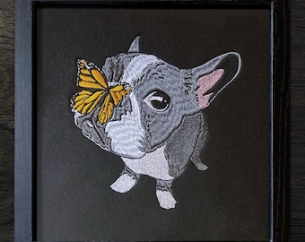 Boston Terrier Embroidery Art Framed | Unique Dog Lover Gift