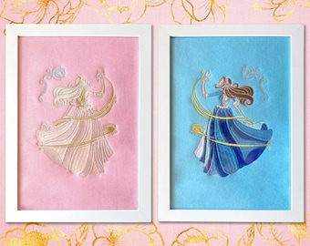 Princess and the Pauper Pink Embroidery Design Framed | Girlypop 2000s Nostalgia Art