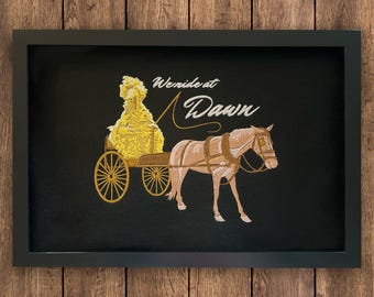 We Ride at Dawn Embroidery Wall Art: Sarcastic Gen Z Meme Decor