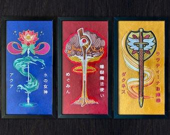 Konosuba Anime Embroidery Art: Aqua, Megumin & Darkness Framed Decor