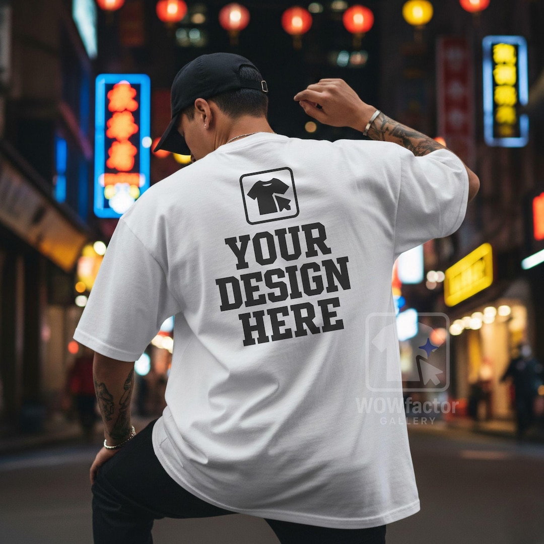 Comfort Colors 1717 White T-shirt Mockup, Men's Back T-shirt