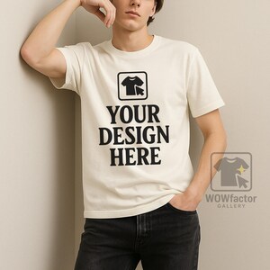Ivory Comfort Color CC 1717 T-Shirt Mock Up, Comfort Colors 1717 Man Model Mockup, Ivory Unique Dynamic Male Mock, 1717 Mockup File for Men
