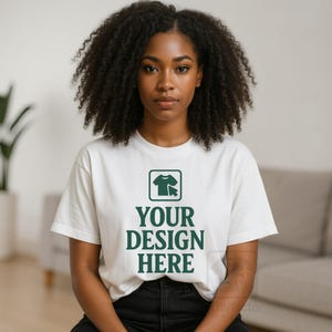 White Comfort Colors Mockup 1717 Girl Model, Female C1717 White T-Shirt Mock Up, Meditation Yoga Womens Shirt Instant Digital File Mocks