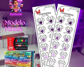 Plantilla para Guangna 240 - Plantilla para muestras de colores - Swatch - Diseño de Minnie Mouse