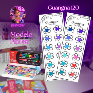 Plantilla para Guangna 120 - Plantilla para muestras de colores - Swatch - Diseño de flores