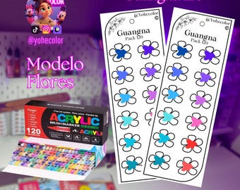 Plantilla para Guangna 120 - Plantilla para muestras de colores - Swatch - Diseño de flores