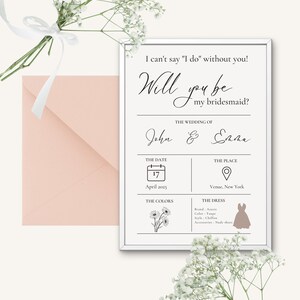 Cartes de proposition de demoiselle d'honneur + demoiselle d'honneur minimales