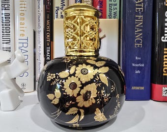 Chinoiserie Chrysanthemum Catalytic Fragrance Lamp Gold Floral Black Porcelain Diffuser Zen Home Decor Luxury Aroma Air Purifier