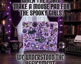 Gothic Purple Mouse Pad – Velvet Macabre Skull & Bat Desk Decor
