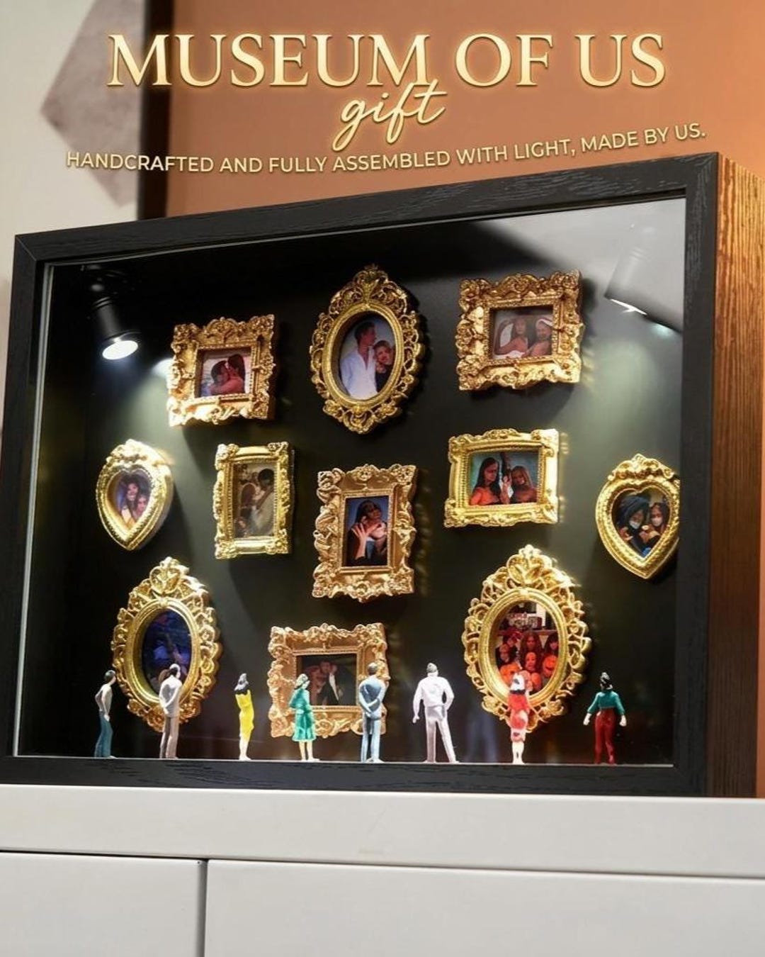 Personalized Mini Museum Silhouette Box With LED Light, DIY Photo
