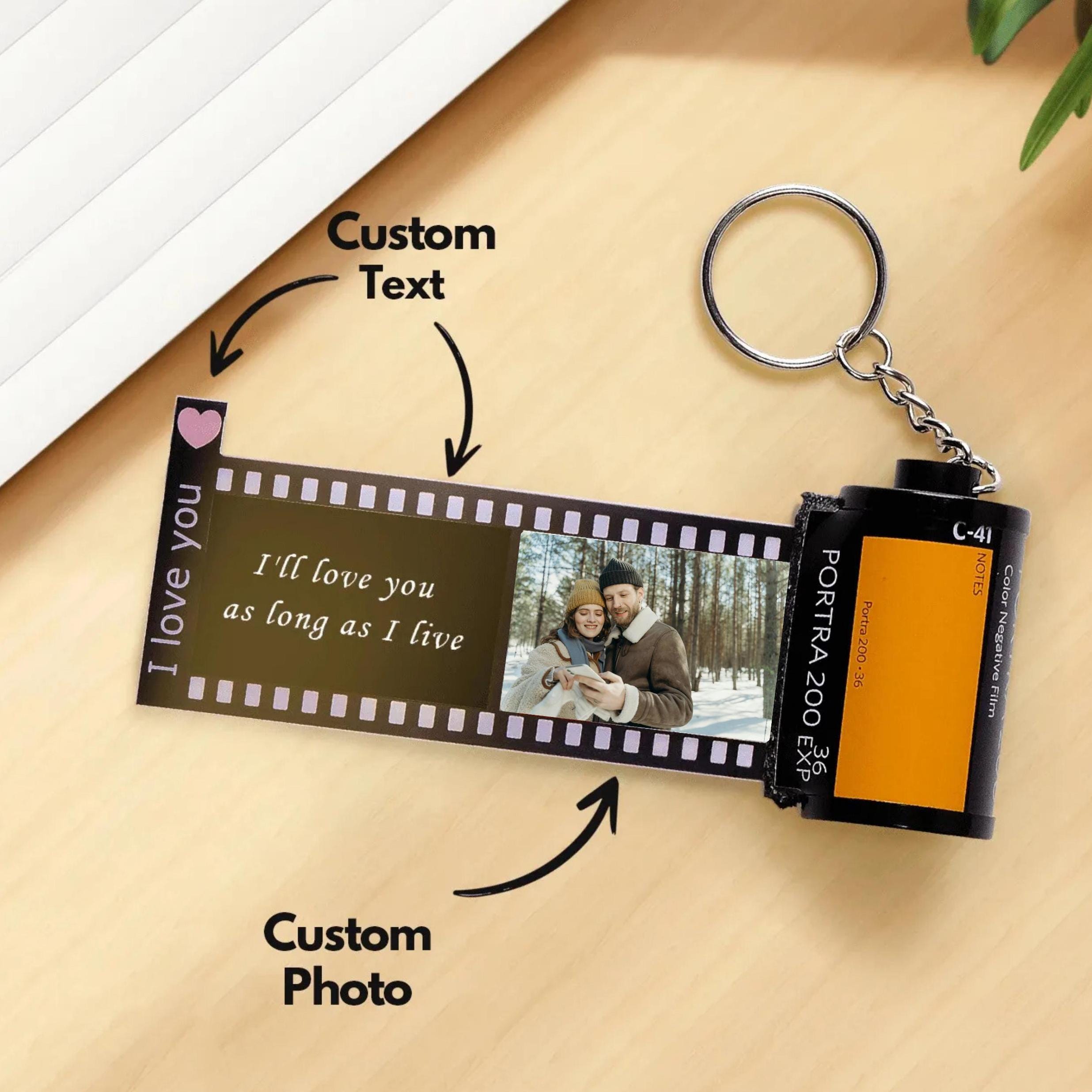 Custom Film Roll Keychain Gift - Personalize with 5-20 Photos for Couples, Anniversaries - Camera Roll Keyring Special Valentine's Day Gift