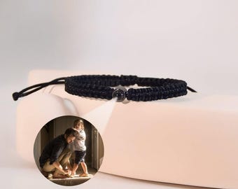 Custom Photo Projection Bracelet • Braided Rope • Picture Inside Jewelry • Minimalist Memorial Gift for Him & Her • Secret Charm Jewelry