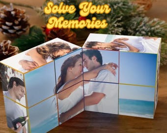 Cubo di Rubik personalizzato con foto / Puzzle in legno personalizzato come regalo per lui o per lei / Ricordo creativo per compleanno, anniversario o festa della mamma