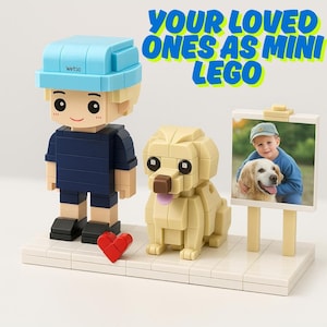 Custom Brick Figures of You & Pet: Personalized Mini Toy Keepsake
