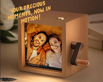 Custom Flipbook Photo Box Gift – Light-Up Wooden Animation Frame for Couple, Wedding, Anniversary, Birthday, Mom, Him, Her Photo Album Gift