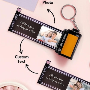 Custom Camera Film Roll Keychain | Custom Photo Keychain | Photo Gift for Couple Anniversary, Birthday | Unique Memory Gift with 5-20 Photos