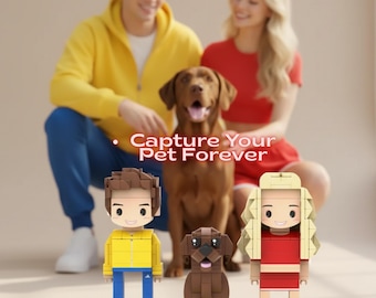 Custom Brick Figures Dog and Cat - Personalized ABS Mini Toys of You & Your Pet, Full Body Couple Figurines, Unique Gift for Pet Lovers
